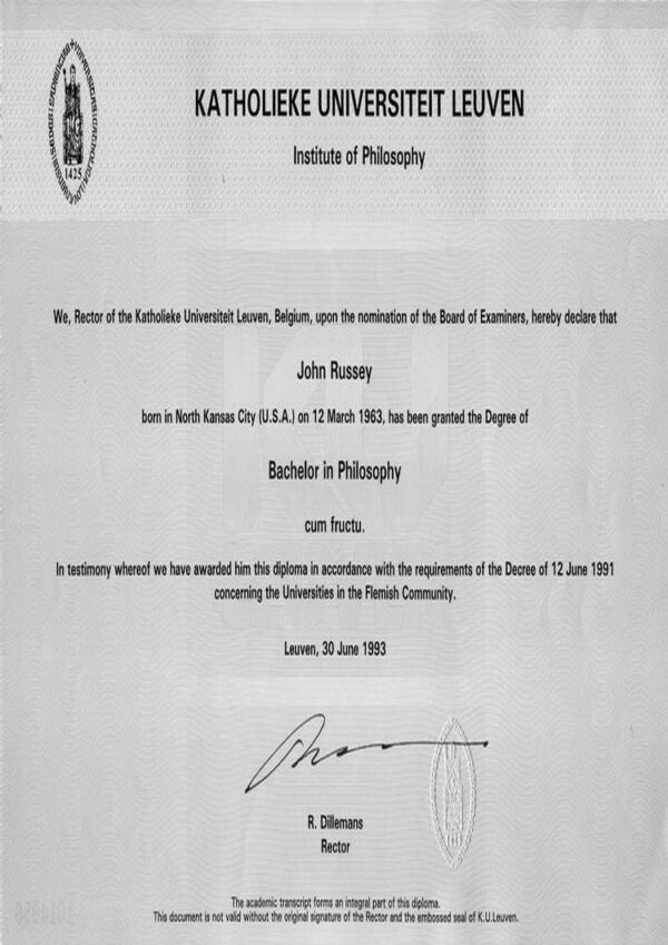 Buy Diplom Degree From The Katholieke Universiteit Leuven