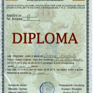 Diploma degree Universiteti i Shkodrës Luigj