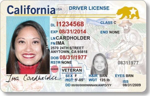 Person taking a driving test in California DMV office